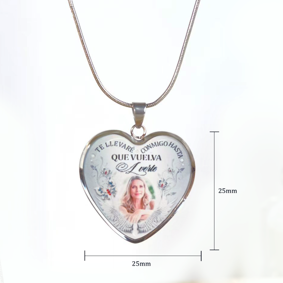 Collar Memorial con Foto "Te llevaré conmigo hasta que vuelva a verte” - N068