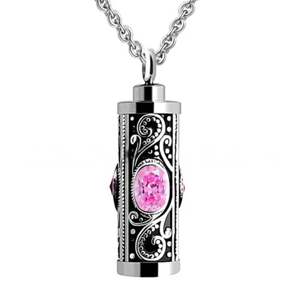 Birthstone Pendant Cremation Urn Necklace -A022