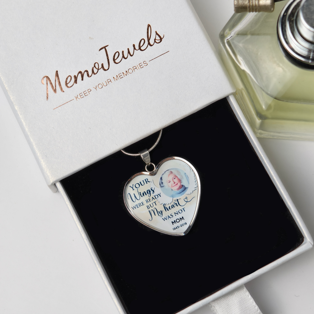 Custom Photo Memorial Necklace Adjustable "Your Wings Were Ready” - N080