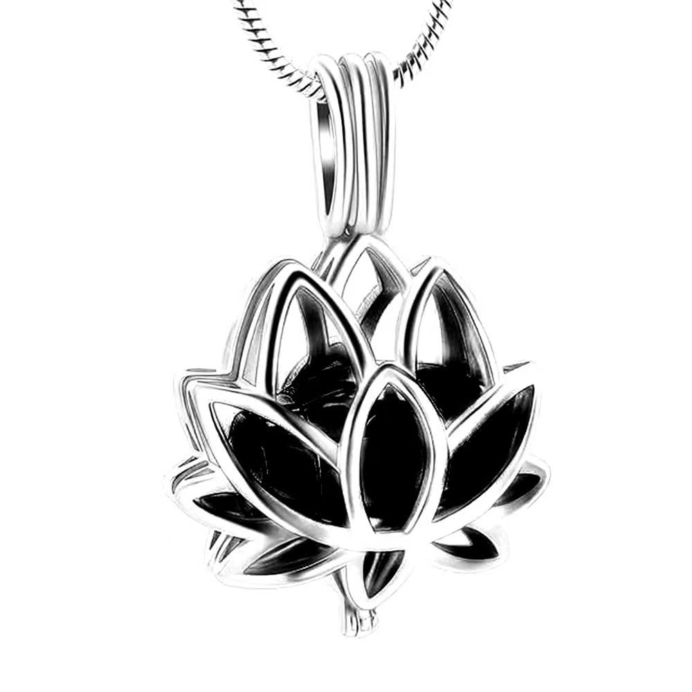 Cremation Urn Necklace Lotus Flower Pendant With Keepsake Urn-A021
