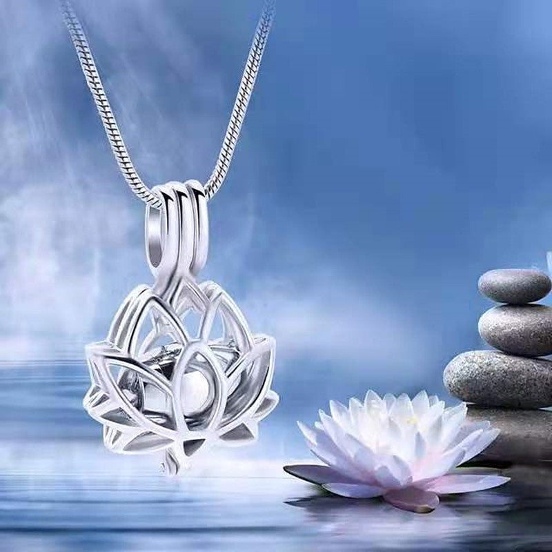 Cremation Urn Necklace Lotus Flower Pendant With Keepsake Urn-A021