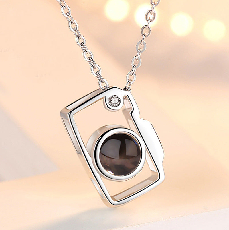 Personalized Photo Projection Necklace Camera Pendant 925 Sterling Silver -P056