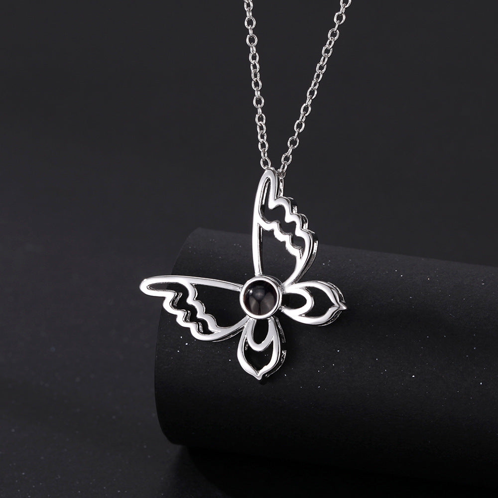 Personalized Photo Projection Necklace Butterfly Pendant  - P064