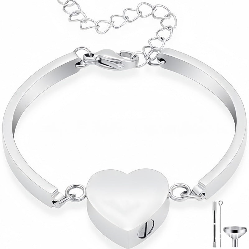 Cremation Urn Heart Bracelet Memorial Jewelry-A034