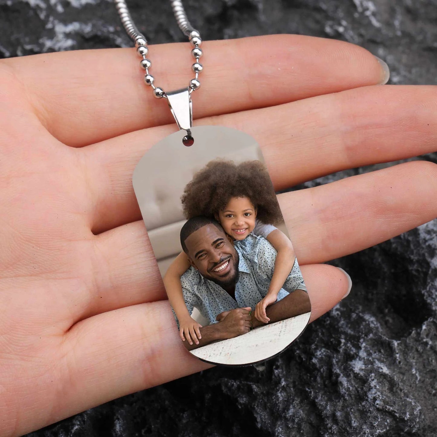 Personalized Photo Dog Tag Necklace “Dope Black Dad” - Gift For Dad - T001