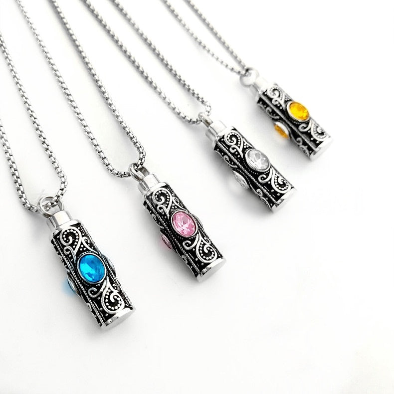 Birthstone Pendant Cremation Urn Necklace -A022