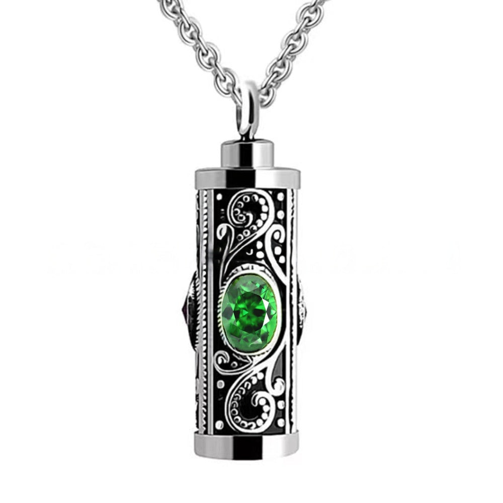 Birthstone Pendant Cremation Urn Necklace -A022