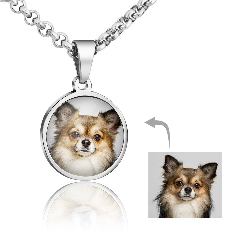 Custom Round Photo Locket Necklace With Engraving-L013