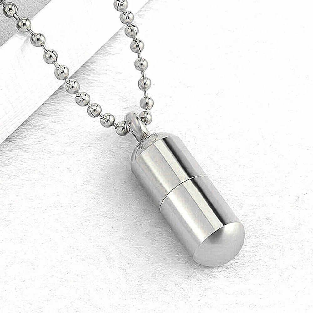 Capsule Pendant Cremation Urn Necklace-A024