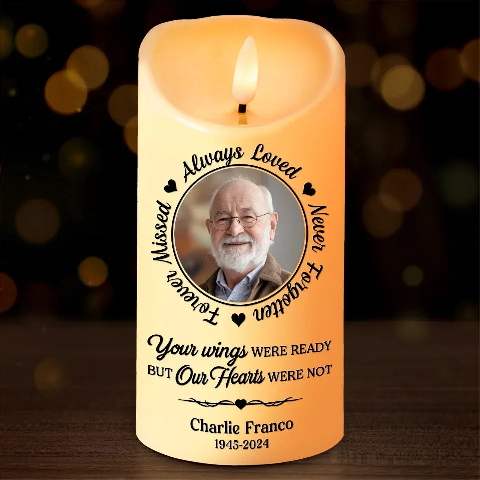 Personalized Custom Photo Memorial LED Candle Your Wings Were Ready - C102