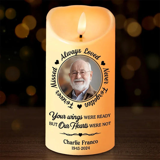 Personalized Custom Photo Memorial LED Candle Your Wings Were Ready - C102