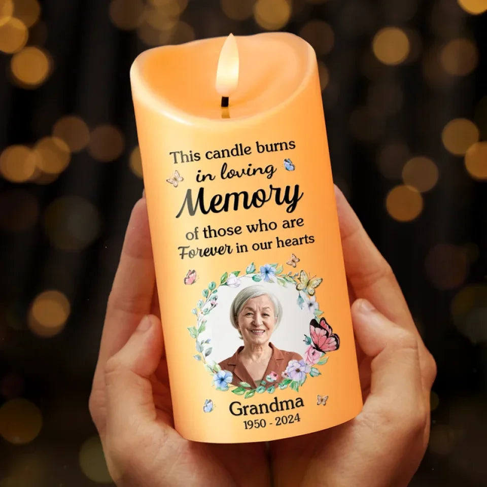 Personalized Custom Photo Memorial LED Candle This Candle Burns- C201