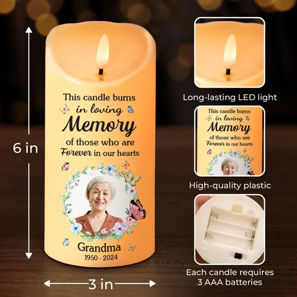 Personalized Custom Photo Memorial LED Candle This Candle Burns- C201