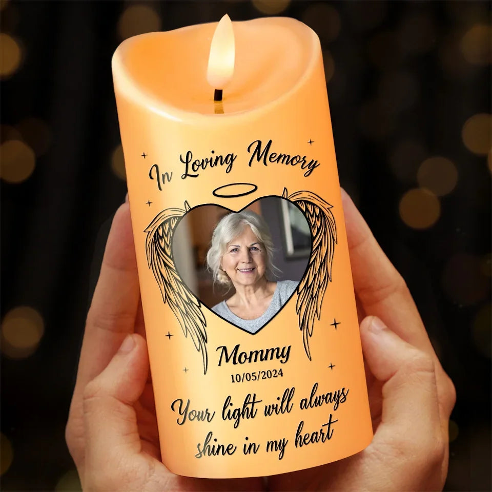 Personalized Custom Photo Memorial LED Candle In Loving Memory - C701