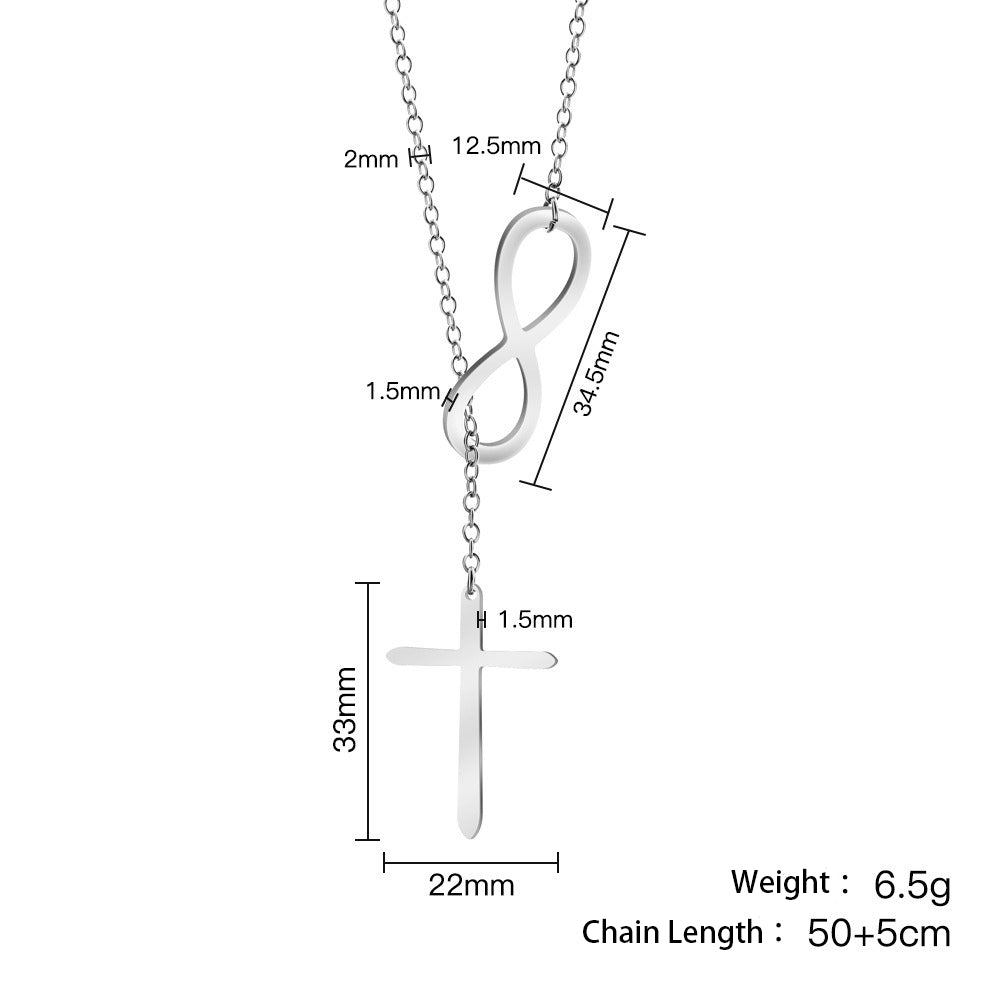 Cross Infinity Symbol Necklace Simple Style - F010