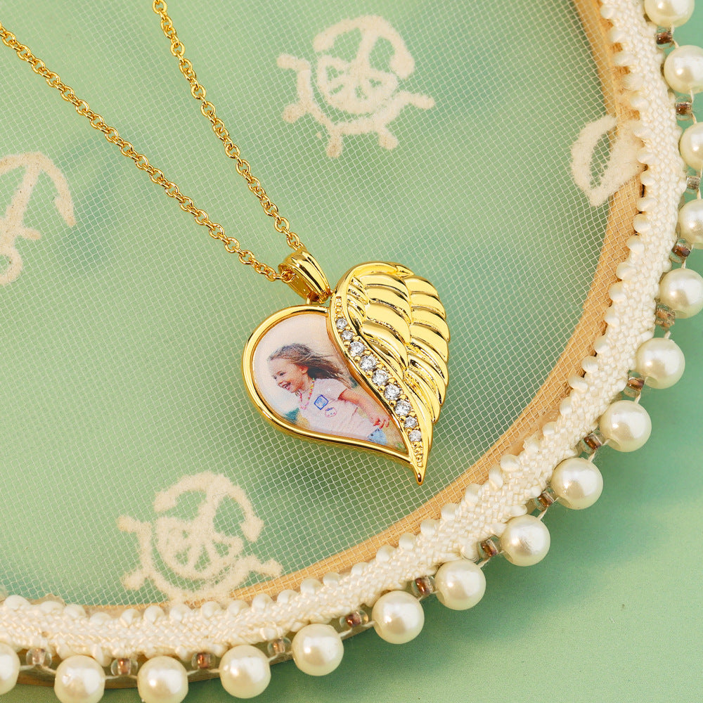Heart Wing Locket Necklace-L011
