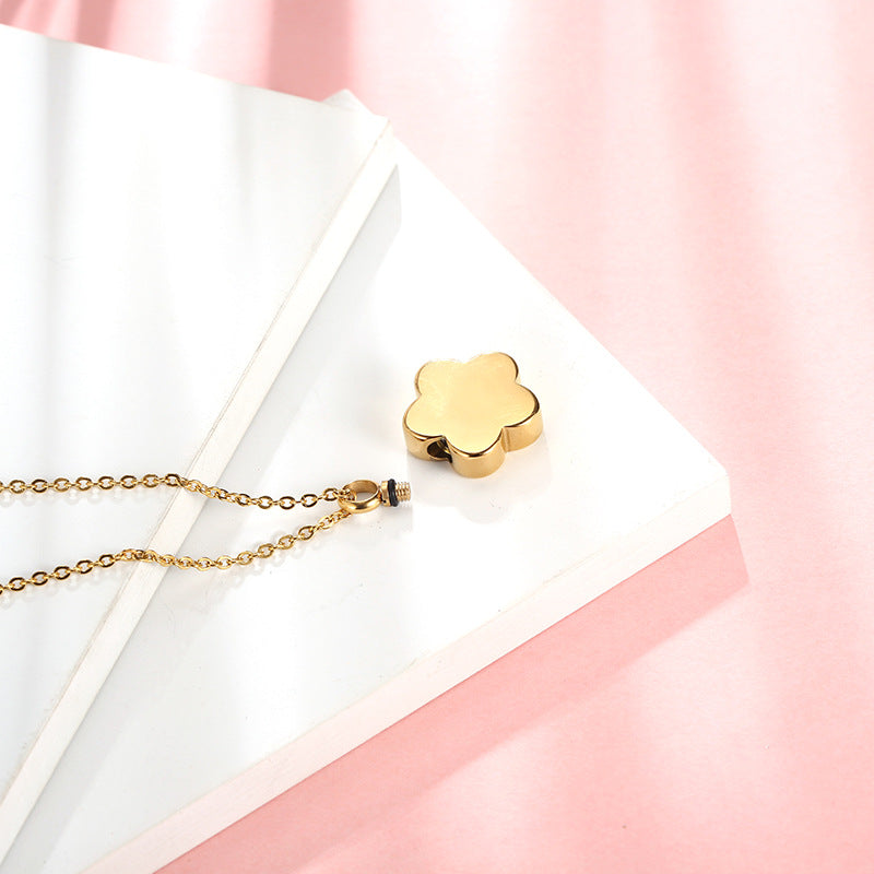 Cremation Urn Necklace Flower Pendant Memorial Jewelry-A031