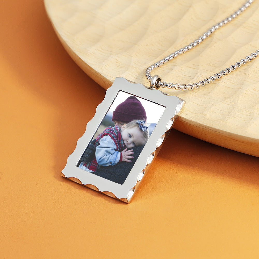 Custom Photo Frame Locket Necklace With Engraving-L015