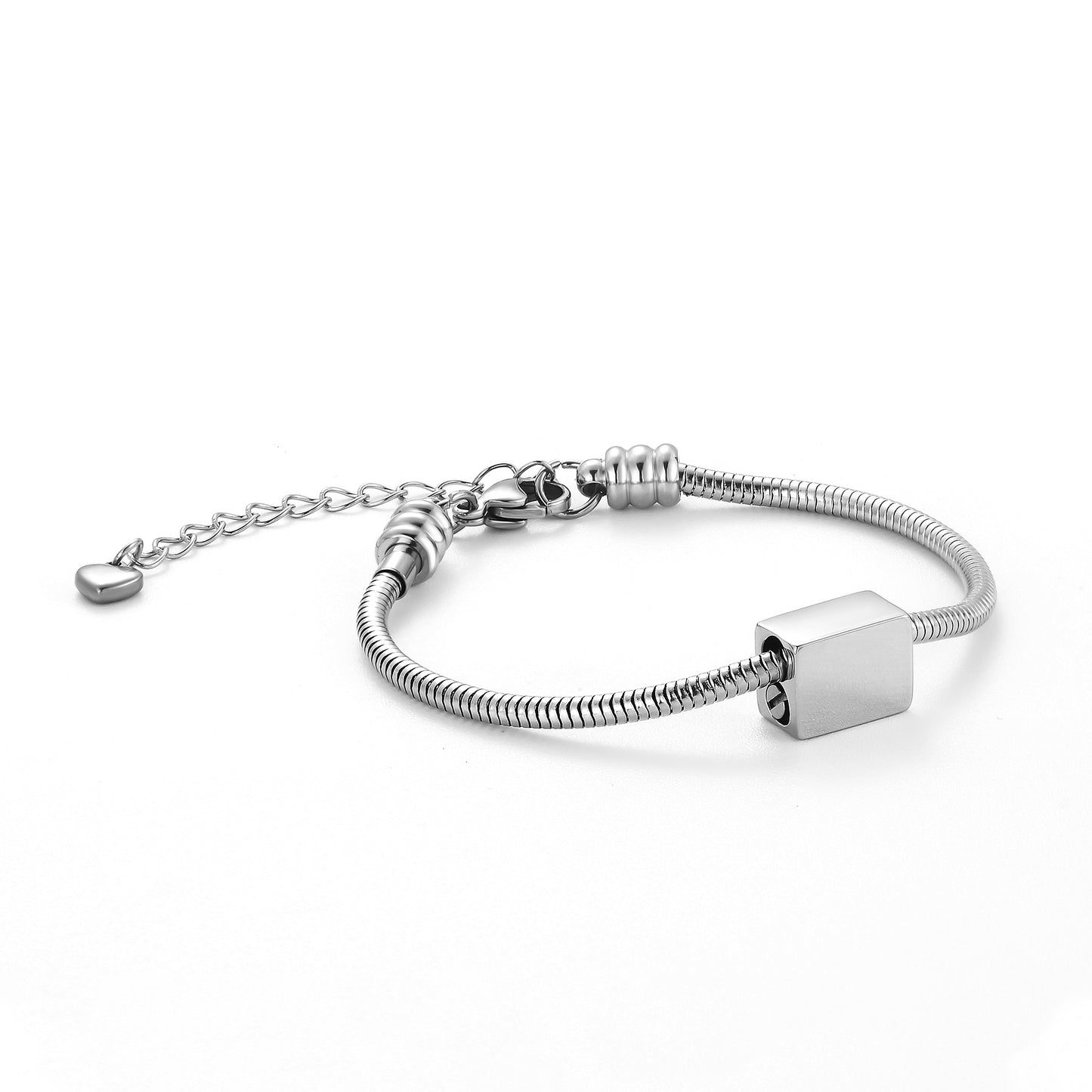 Custom Cremation Urn Square Charm Bracelet Compatible with Pandora-A057