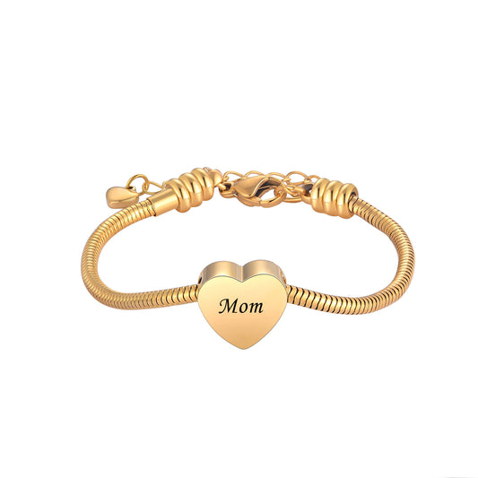 Custom Cremation Urn Heart Charm Bracelet Compatible with Pandora-A058