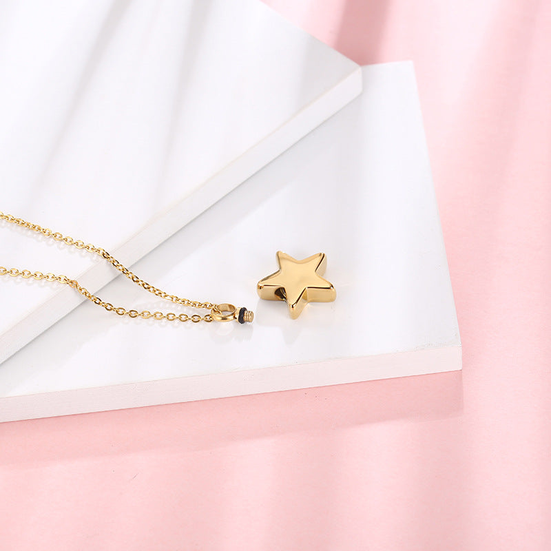 Cremation Urn Necklace Star Pendant Memorial Jewelry-A045