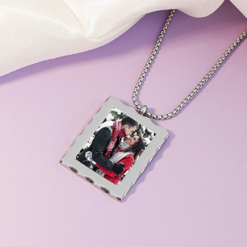 Custom Photo Frame Locket Necklace With Engraving-L015