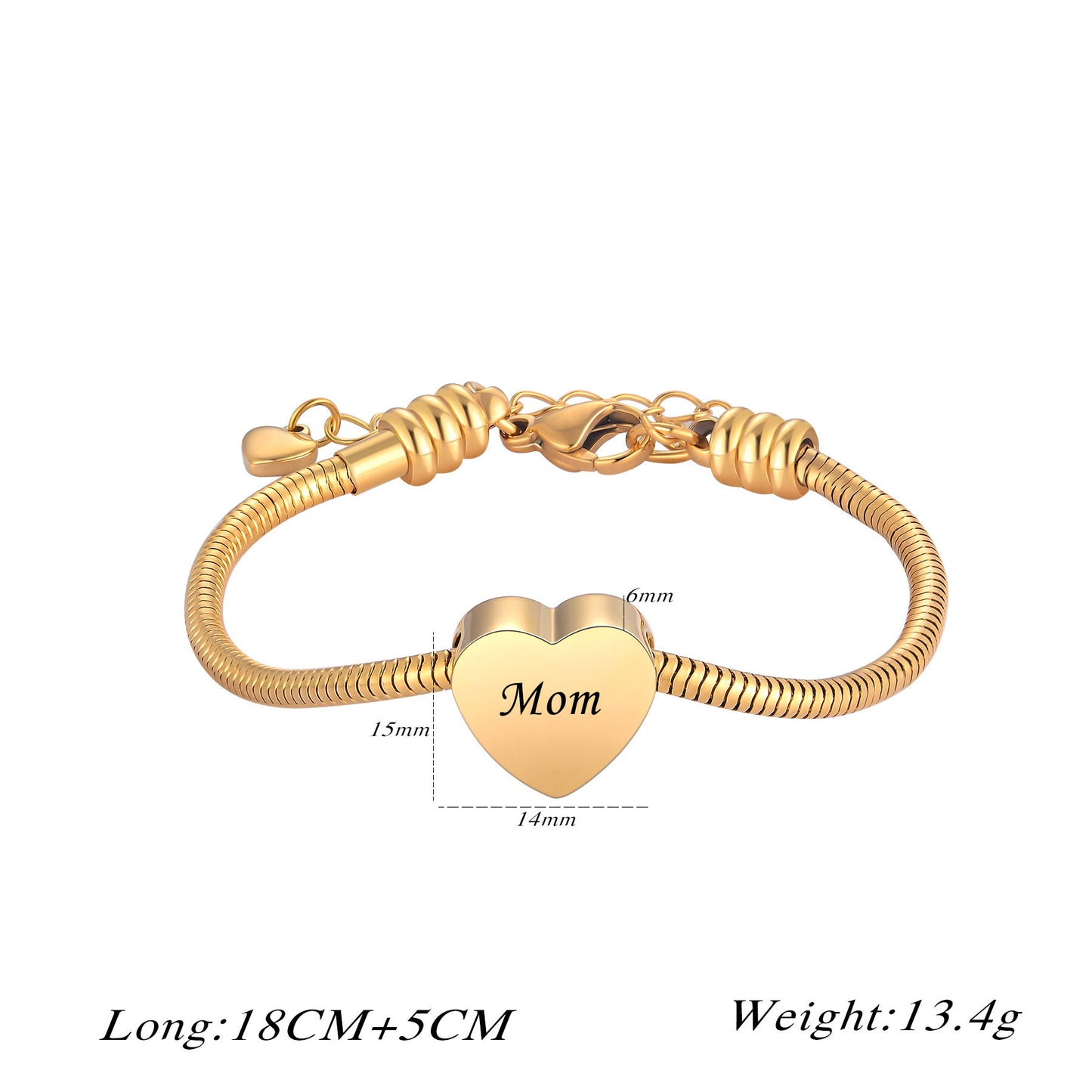 Custom Cremation Urn Heart Charm Bracelet Compatible with Pandora-A058