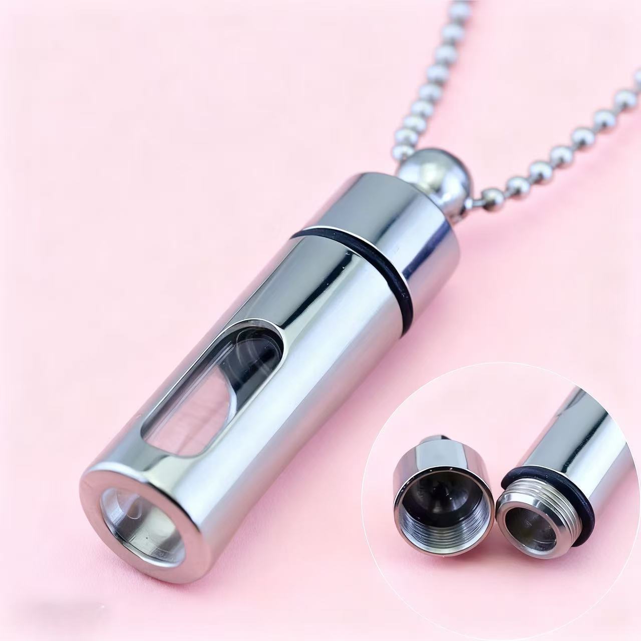 Cremation Urn Necklace Metal Glass Gawu Box Pendant for Ashes-A037