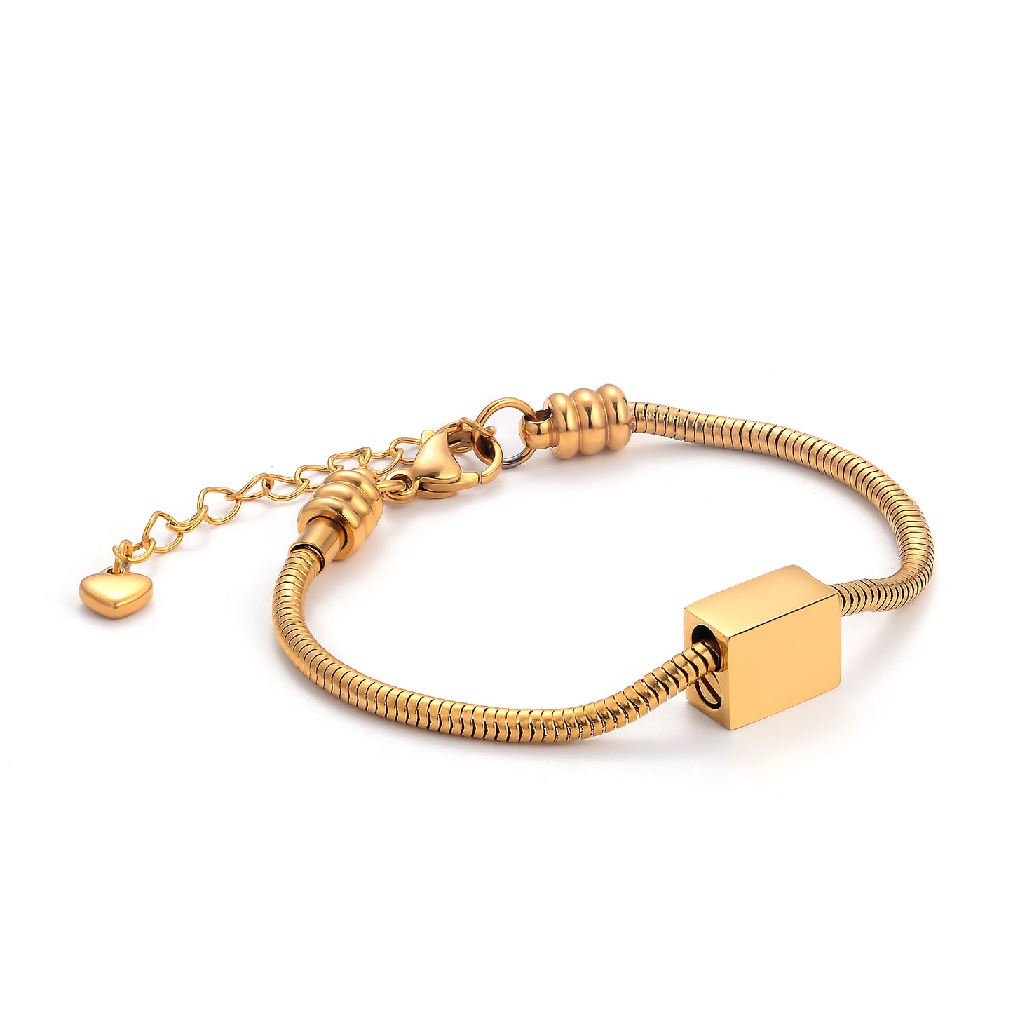 Custom Cremation Urn Square Charm Bracelet Compatible with Pandora-A057