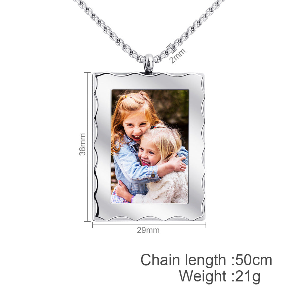 Custom Photo Frame Locket Necklace With Engraving-L015