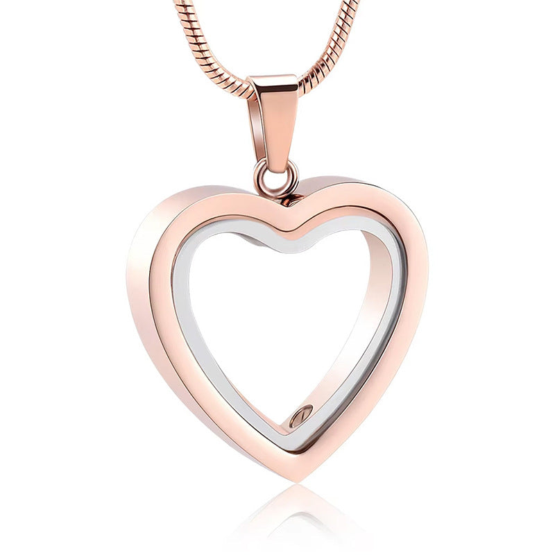 Heart-shaped Cremation Urn Glass Necklace for Ashes-A036