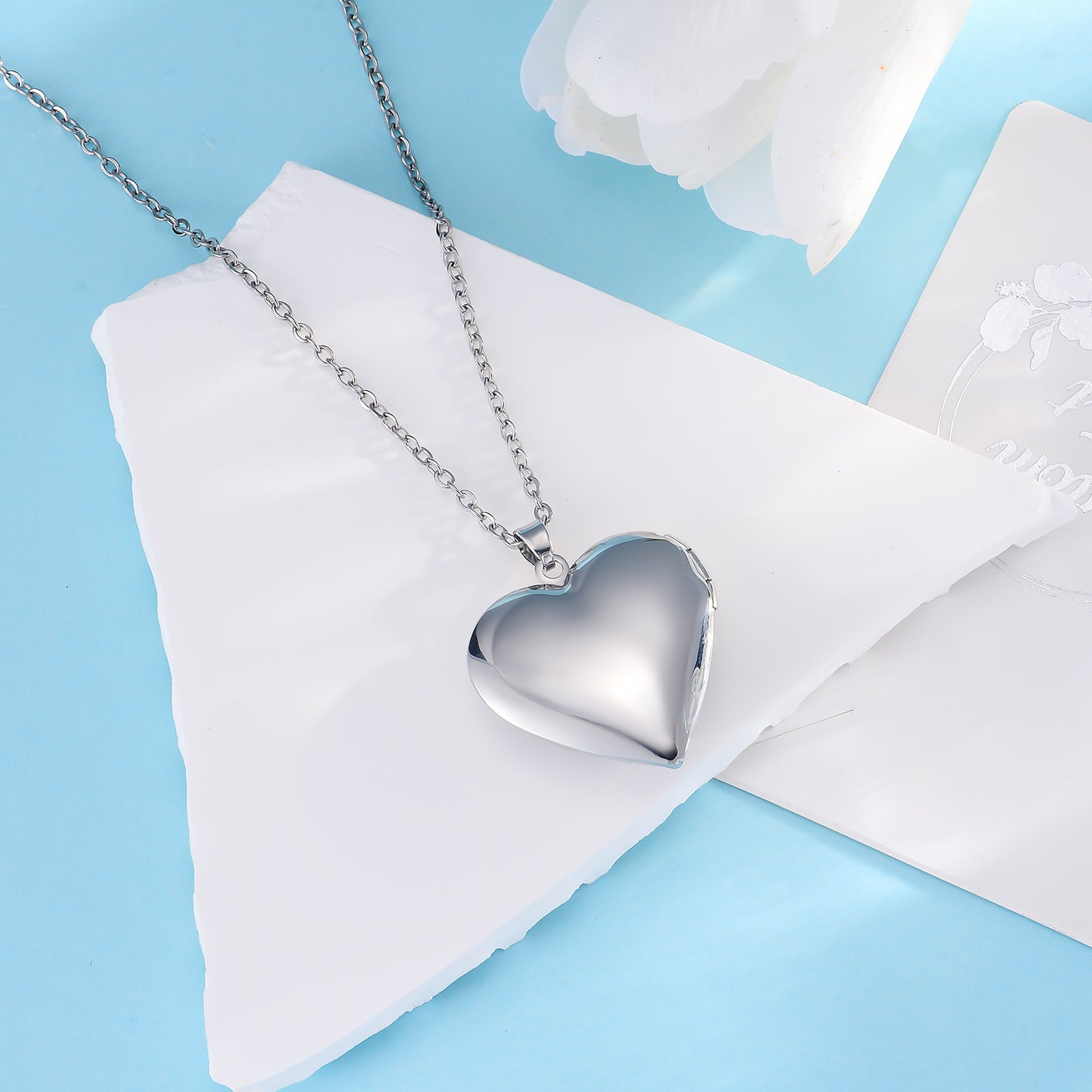 Retro Sunflower Heart-Shaped Photo locket Necklace With Urn-L017