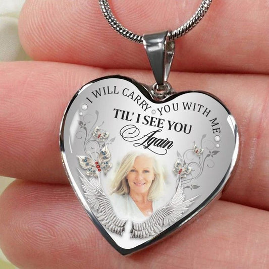 Custom Photo Memorial Necklace/Keychain "I Will Carry You With Me” - N001