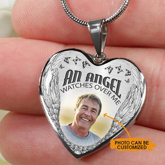 Custom Photo Memorial Necklace/Keychain Adjustable "An Angel Watches Over Me" -N029